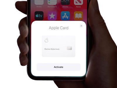 Apple Cardin aktivointinäyttö