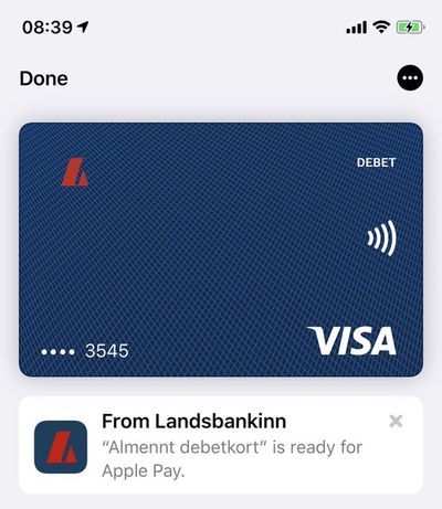 アップルペイアイスランド銀行カード