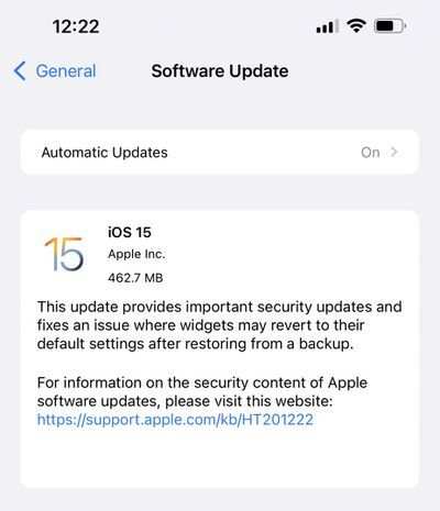 アップルiOS15セキュリティアップデート