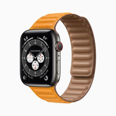 Apple watch series 6 stainless steel case orange band 09152020