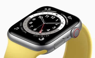 Apple Watch SE Алуминиев сребърен корпус жълта лента 09152020